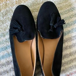 Jcrew Black Suede Flats with Tassles
